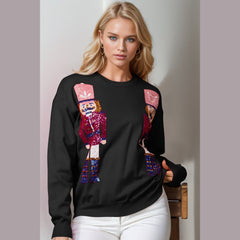 Double Take Full Size Nutcracker Sequin Long Sleeve Sweater