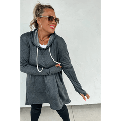 Lightweight Long Hoodie in Charcoal Gray