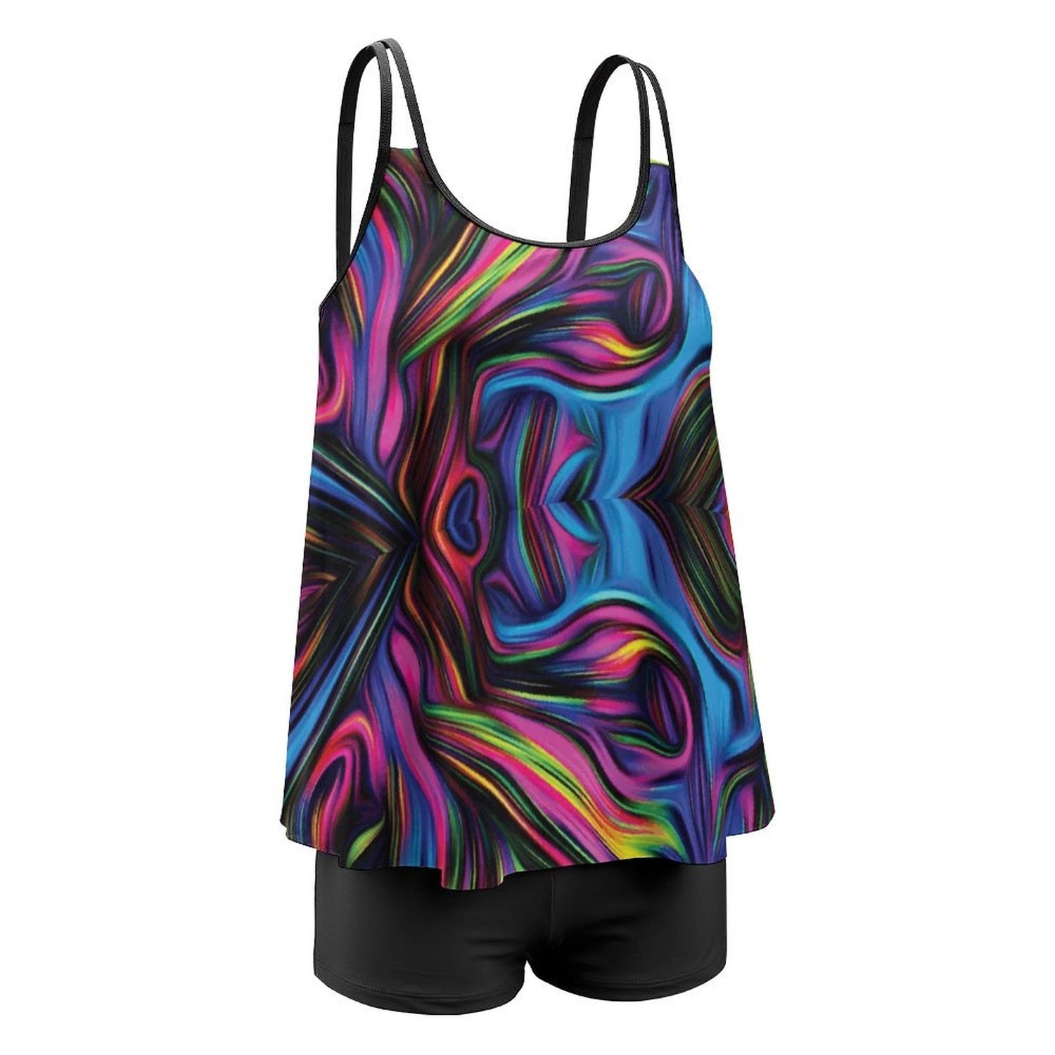 Color Wave Tankini Swimsuit