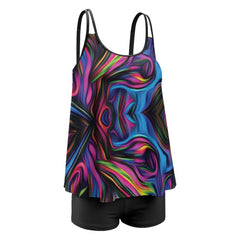 Color Wave Tankini Swimsuit