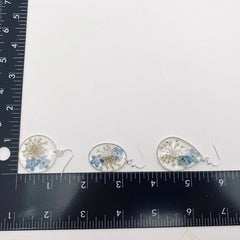 Forget-Me-Not Geometric Pressed Dried Flowers Earrings