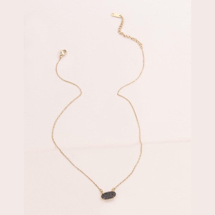 14k Gold Plated Druzy Necklace in Cosmos, and Slate