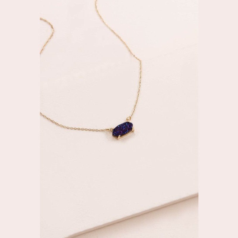 14k Gold Plated Druzy Necklace in Cosmos, and Slate