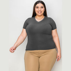 Basic Bae Full Size V-Neck High-Low T-Shirt