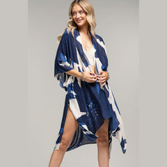 Ocean Bloom Kimono Wrap Navy