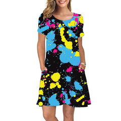 PAINT SPLATTER POCKET DRESS