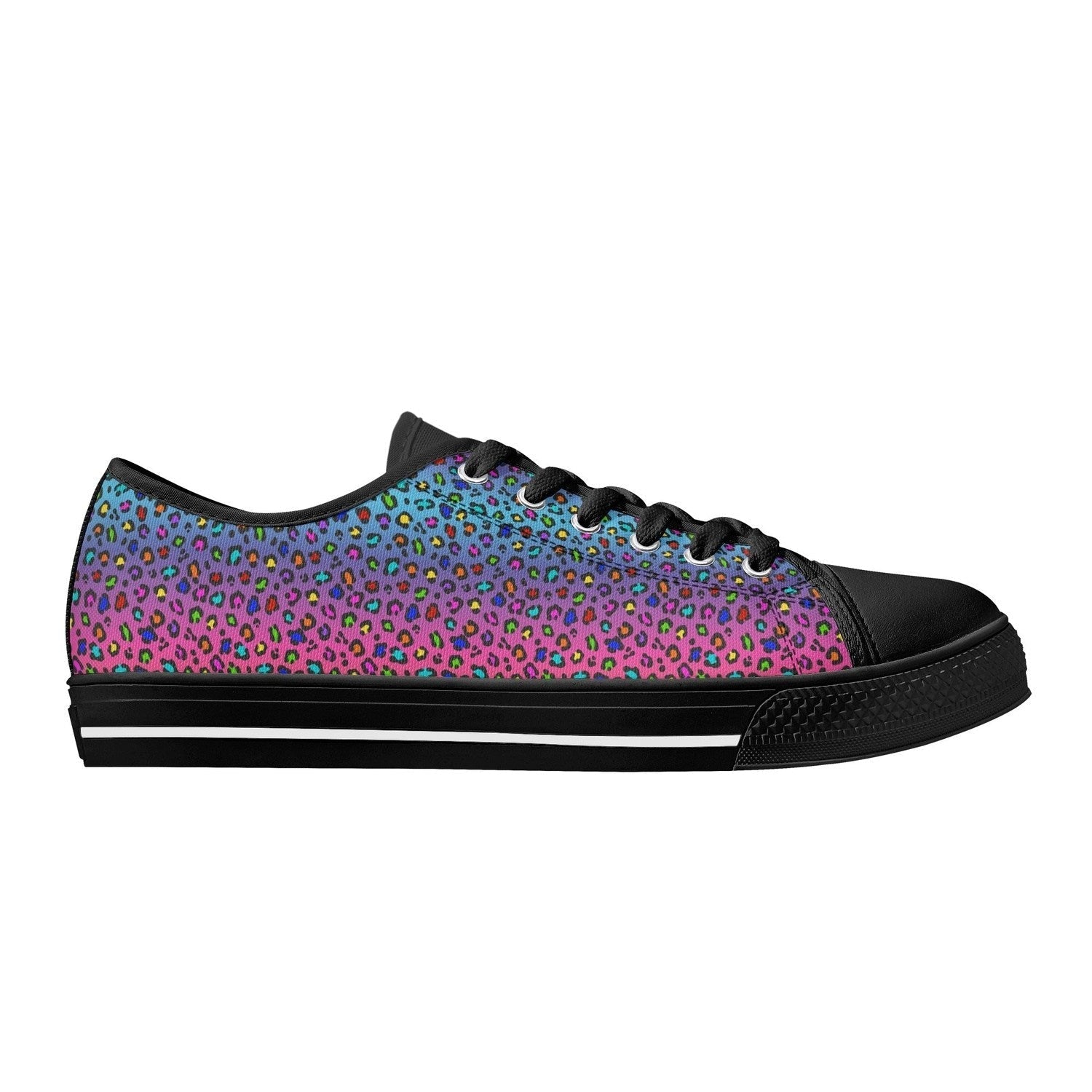 Rainbow Leopard Womens Low Top Canvas Shoes