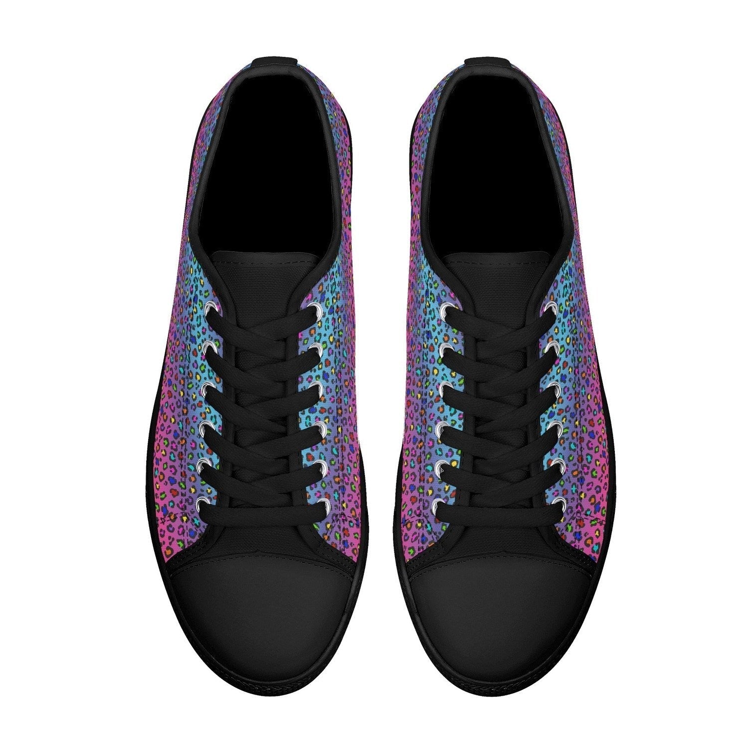 Rainbow Leopard Womens Low Top Canvas Shoes