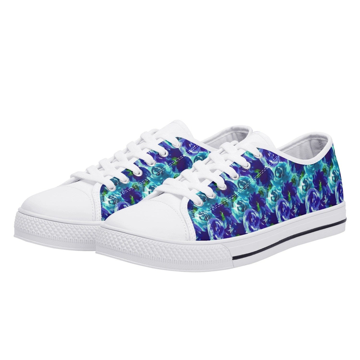 Blue Roses Womens Low Top Canvas Shoes