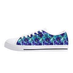 Blue Roses Womens Low Top Canvas Shoes