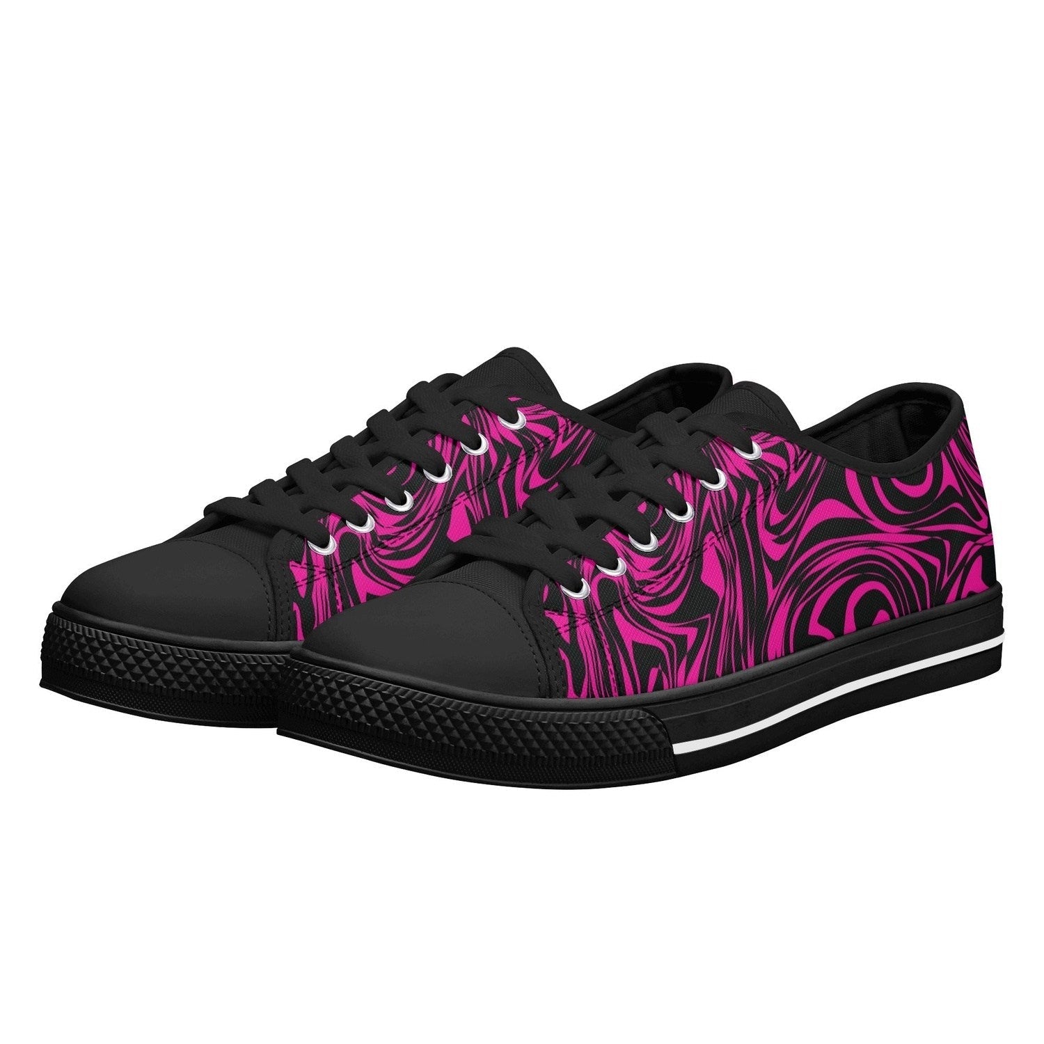 Pink Zebra Womens  Low Top Canvas Shoes