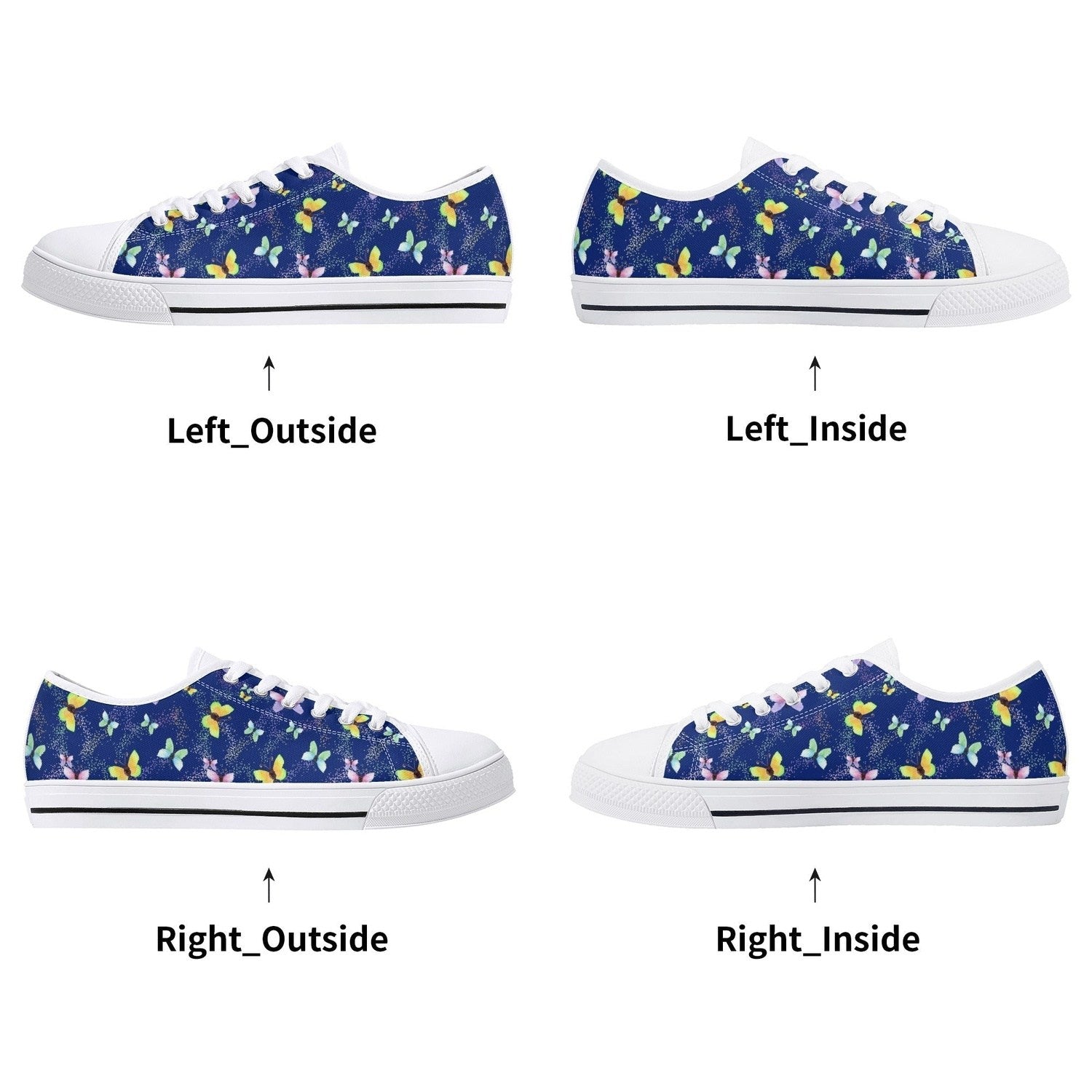 Butterflies Womens Low Top Canvas Shoes