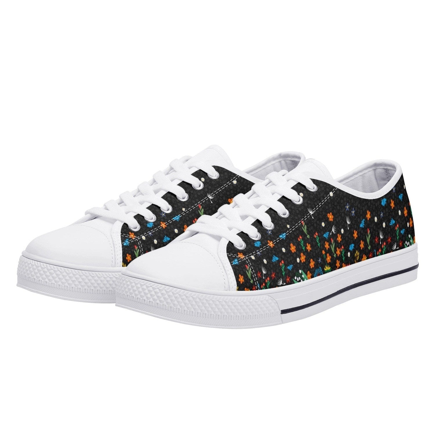 Falling Flowers Womens Low Top Canvas Shoes