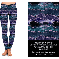 Faux Glitter Agate Full Length Leggings with Pockets Design