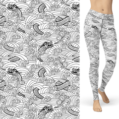 Dragon Coloring Book Leggings with Side Pocket