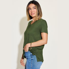 Basic Bae Full Size V-Neck High-Low T-Shirt