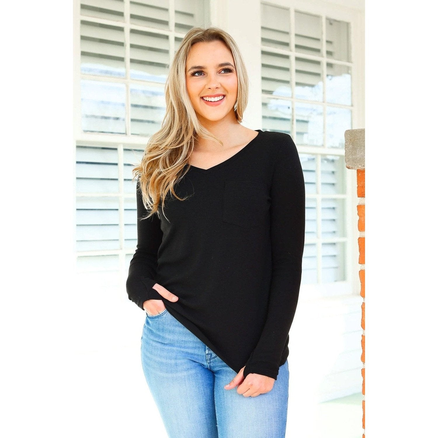 Black Harper Long Sleeve with Thumb Holes
