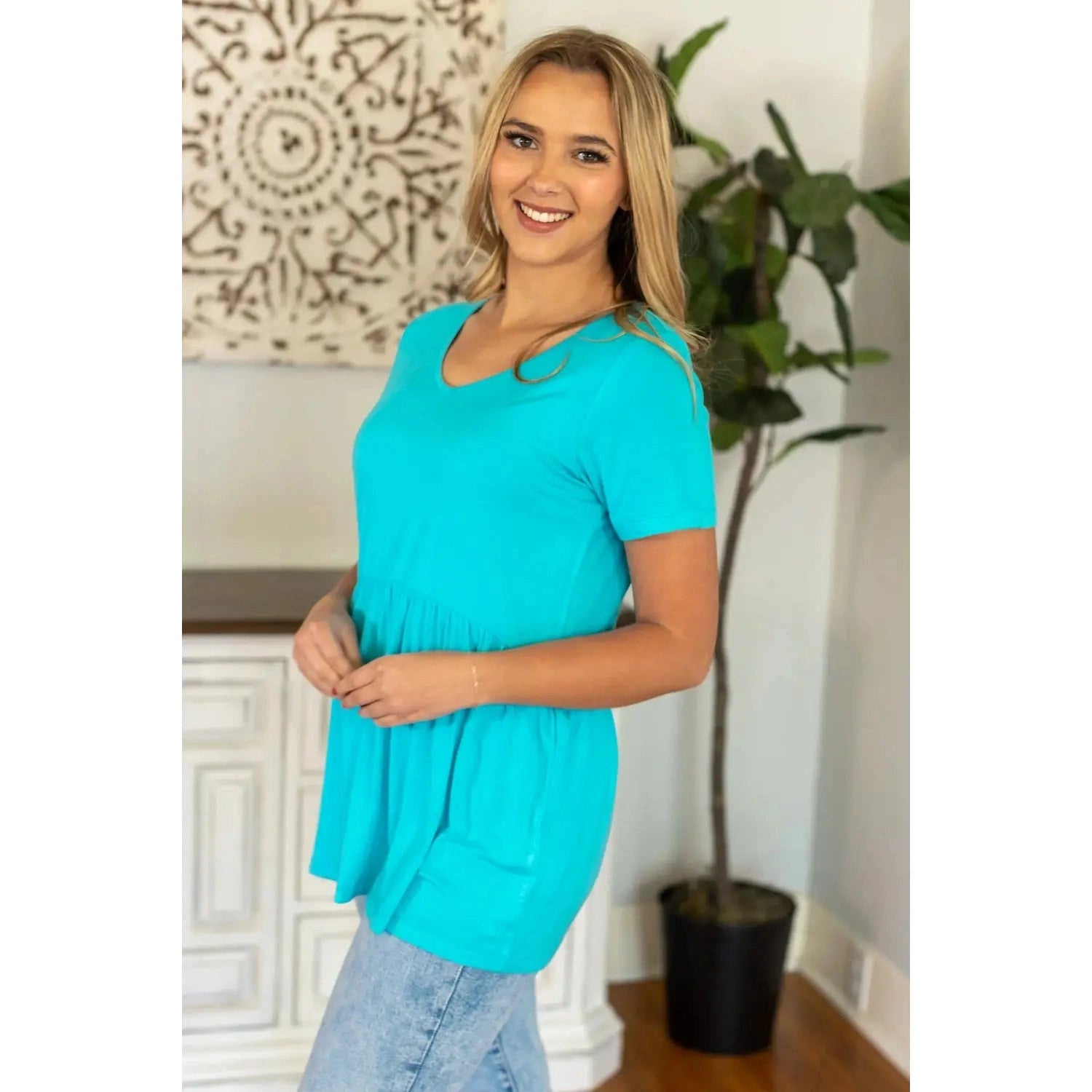 Ruffle Top - Ocean Blue