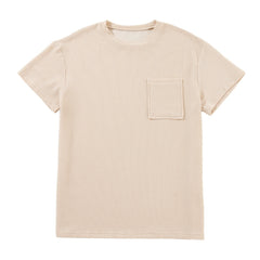 Turquoise Crinkle Rib Knit Pocketed LoS-L = OSe Fit Crew Neck T Shirt
