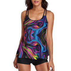 Color Wave Tankini Swimsuit