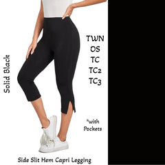 Black Side Slit Capri with Pockets