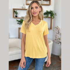 Basic Bae Bamboo Full Size V-Neck High-Low T-Shirt