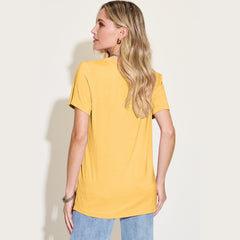 Basic Bae Bamboo Full Size V-Neck High-Low T-Shirt