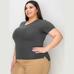 Basic Bae Full Size V-Neck High-Low T-Shirt