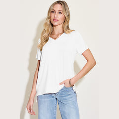 Basic Bae Bamboo Full Size V-Neck High-Low T-Shirt