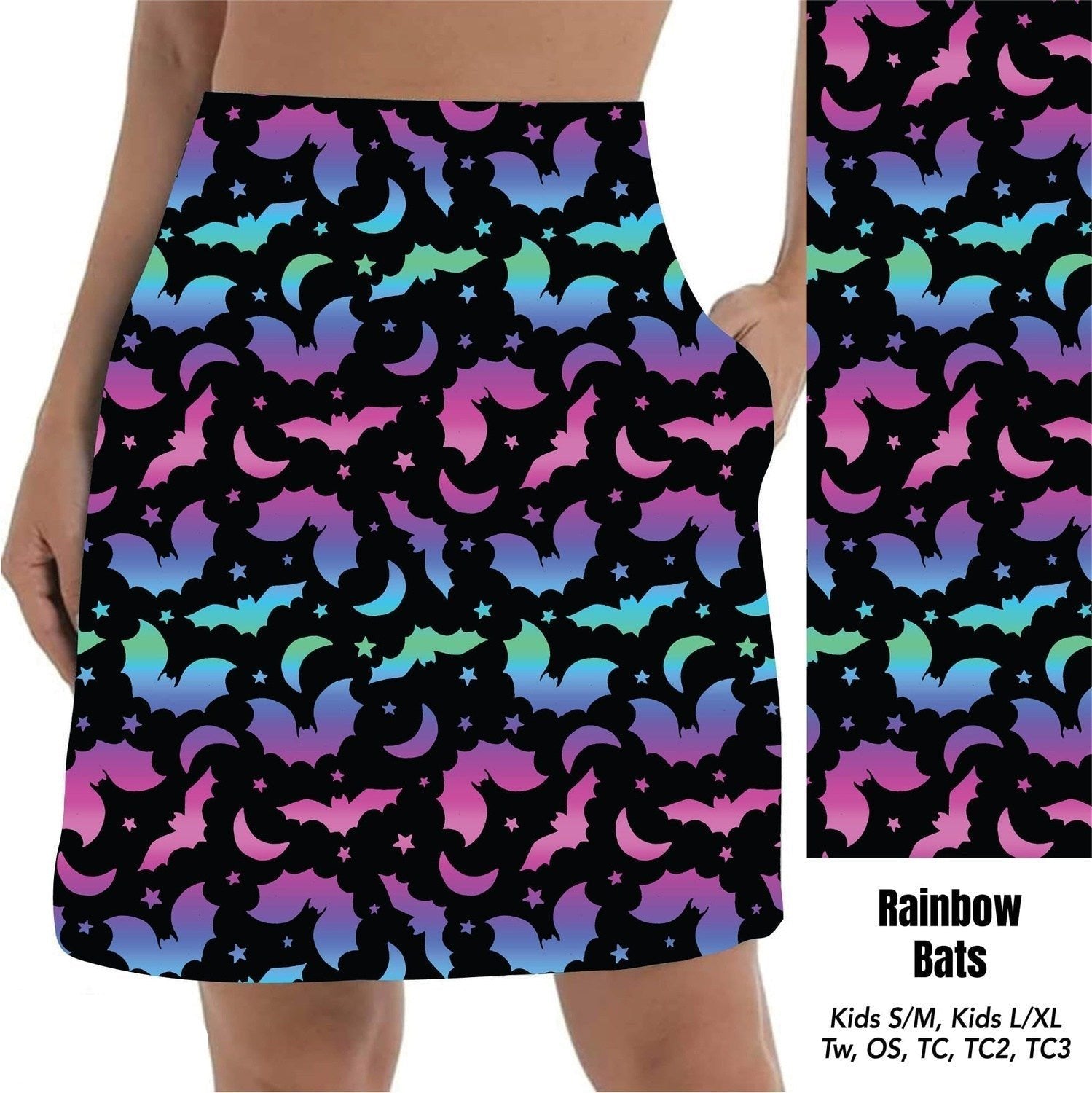 Rainbow Bats Skort with Pockets