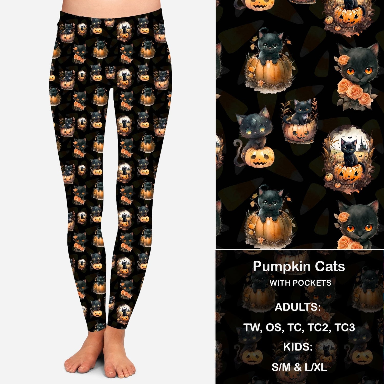 Pumpkin Cats Leggings with Pockets