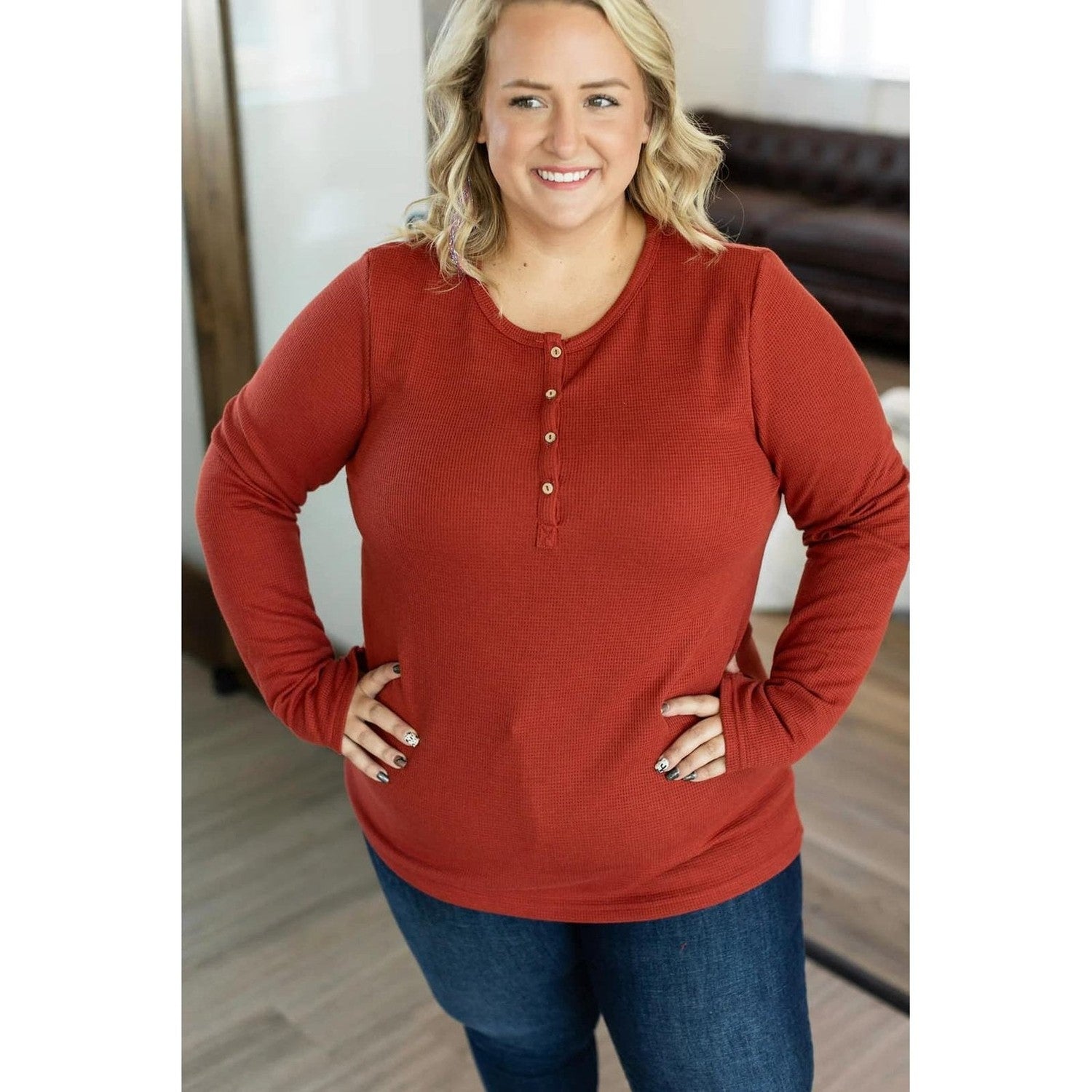 Rust Harper Shirt Long Sleeve with Thumb Holes