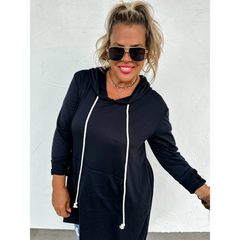 Lightweight Long Hoodie in Black