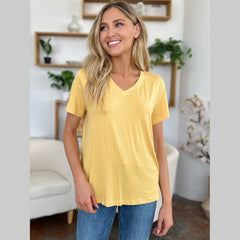 Basic Bae Bamboo Full Size V-Neck High-Low T-Shirt