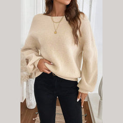 Red Dahlia Ribbed Knit Ribbon Knot Backless Drop Shoulder Sweater