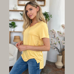 Basic Bae Bamboo Full Size V-Neck High-Low T-Shirt