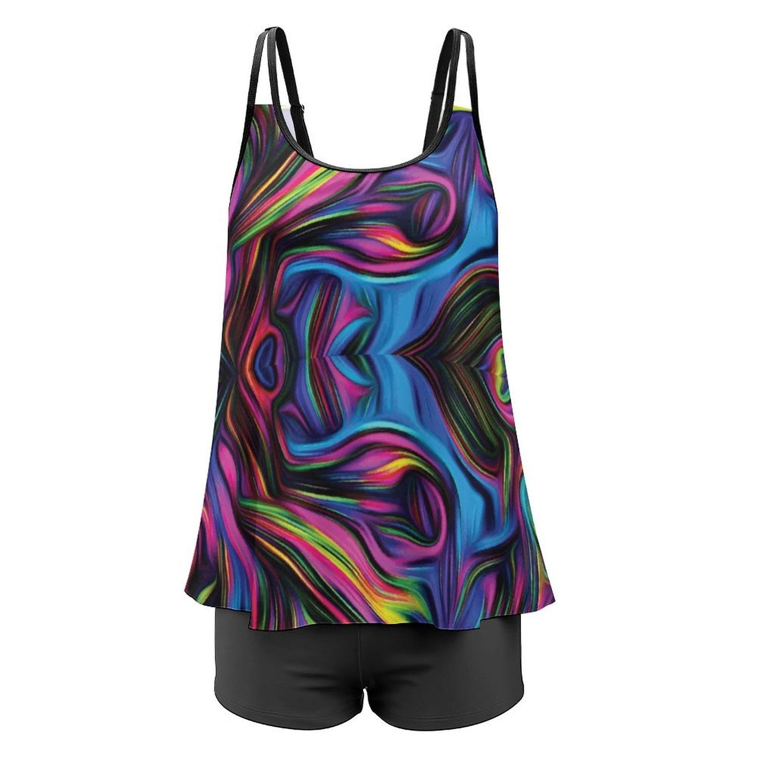 Color Wave Tankini Swimsuit