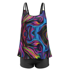 Color Wave Tankini Swimsuit