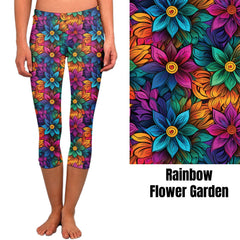 Rainbow Floral Garden Capris with Pockets