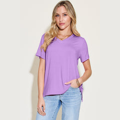 Basic Bae Bamboo Full Size V-Neck High-Low T-Shirt