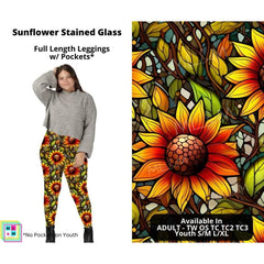 Sunflower Stained Glass Full Length Leggings w/ Pockets