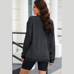 Black Nutcracker Graphic Sequins Patch Mineral Wash Corded Sweatshirt