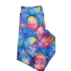 Tie Dye Easter Eggs Capri Leggings with Pockets