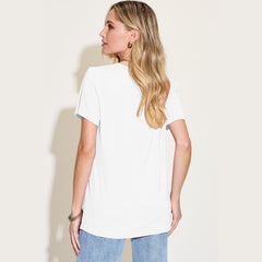 Basic Bae Bamboo Full Size V-Neck High-Low T-Shirt