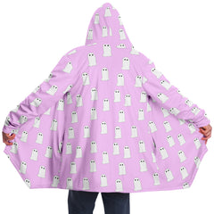 White Ghost Pink Microfleece Cloak - Custom