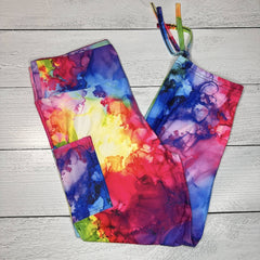 Neon Color Swirl Leggings with Pockets - Adjustable Length