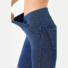 Basic Bae Asymmetrical Waist Denim Shorts with Pockets