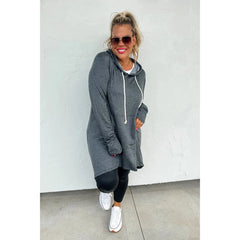Lightweight Long Hoodie in Charcoal Gray