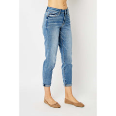 Judy Blue Full Size Cuffed Hem Low Waist Slim Jeans