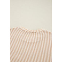 Turquoise Crinkle Rib Knit Pocketed LoS-L = OSe Fit Crew Neck T Shirt